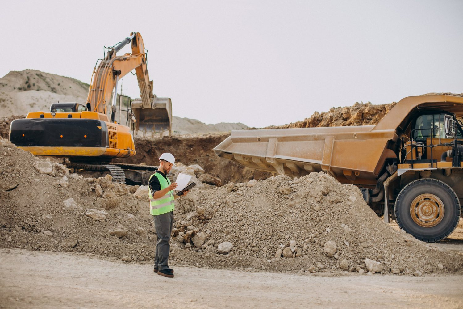 male-worker-with-bulldozer-sand-quarry male-worker-with-bulldozer-sand-quarry